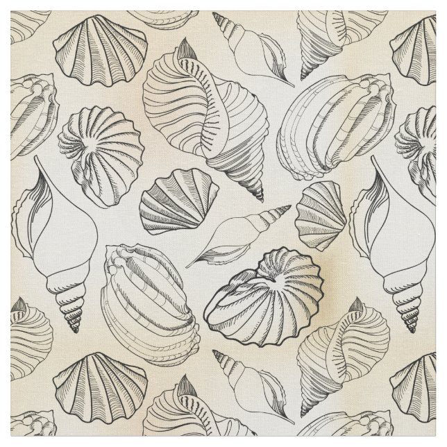 Tissu Maison de plage coquillages Nautique (Fermer)