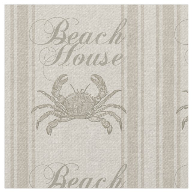 Tissu Maison de plage crabe rivage côtier vintage (Fermer)