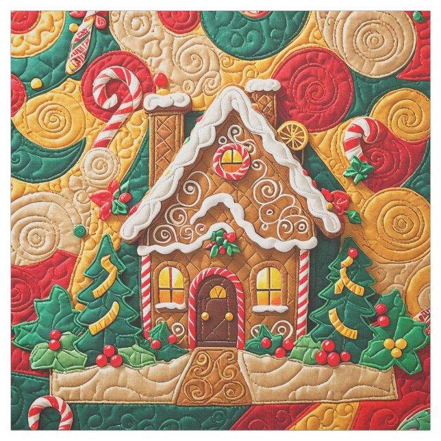 Tissu Maison en pain d'épices de Noël (Échantillon)