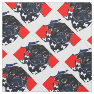 Tissu Mâle Pug noir