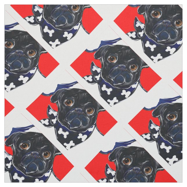 Tissu Mâle Pug noir (Échantillon)