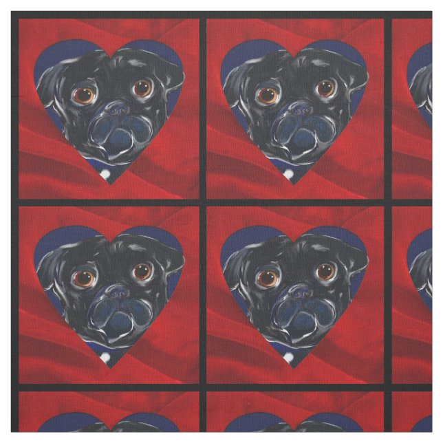 Tissu Mâle Pug noir (Échantillon)