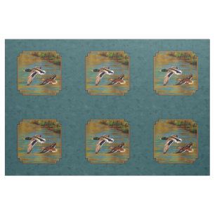 Tissu Mallard Canards en vol Turquoise