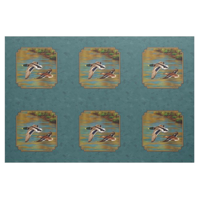 Tissu Mallard Canards en vol Turquoise (Yard)