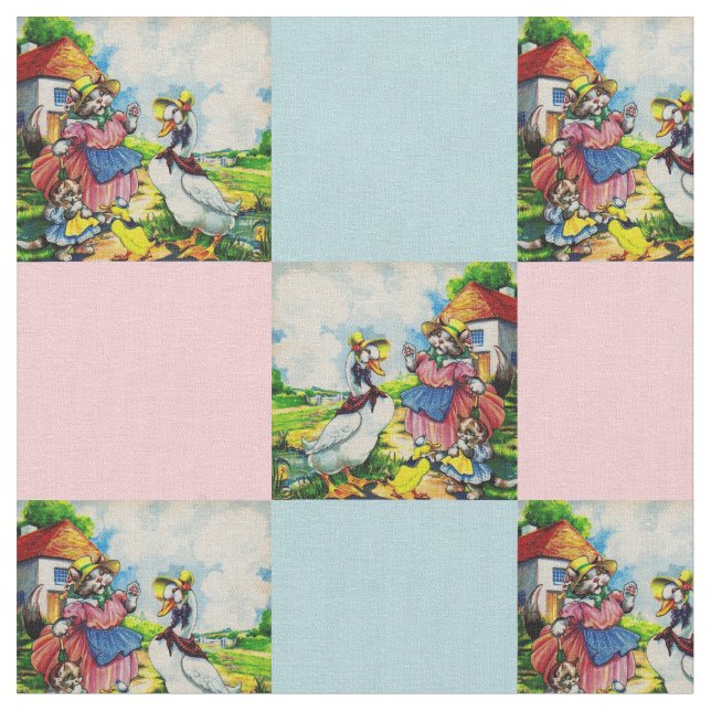Tissu mama kitty et baby kitty visitent canards dans les (Fermer)