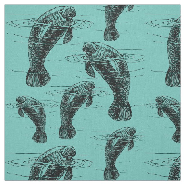 Tissu Manatee Illustration Motif (Échantillon)