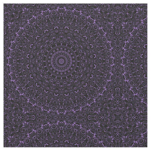 Tissu Mandala Améthyste violet avec symétrie complexe (Fermer)