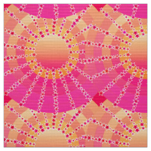 Tissu Mandala avec étoiles - dégradé de satin rose et co