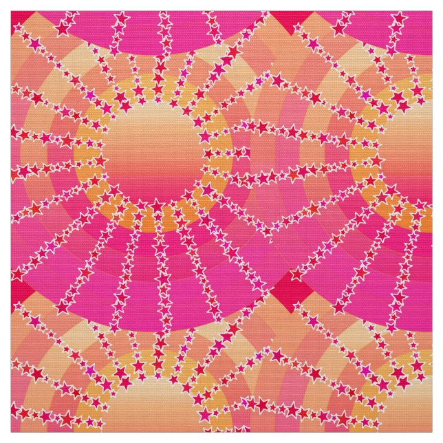 Tissu Mandala avec étoiles - dégradé de satin rose et co (Échantillon)