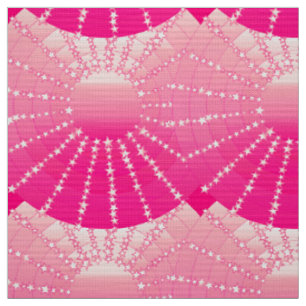 Tissu Mandala avec étoiles - dégradé de satin rose et fu