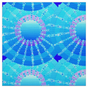 Tissu Mandala avec étoiles - dégradé de satin turquoise