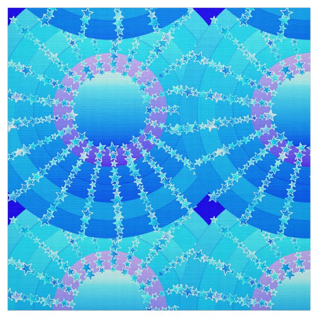 Tissu Mandala avec étoiles - dégradé de satin turquoise (Échantillon)