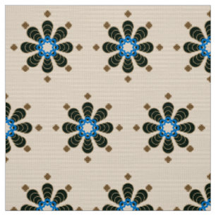 Tissu Mandala, Chocolat, Tan, Beige & Bleu en huit point