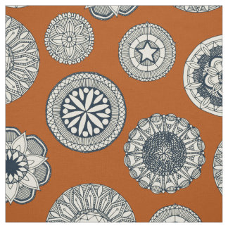 Tissu mandala cirque tache orange