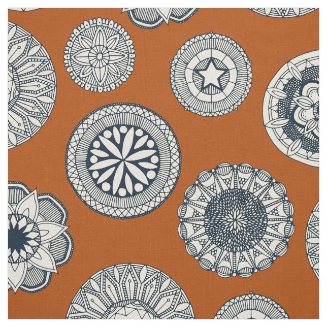 Tissu mandala cirque tache orange (Échantillon)