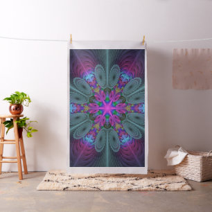 Tissu Mandala coloré frappant art fractal kaléidoscope