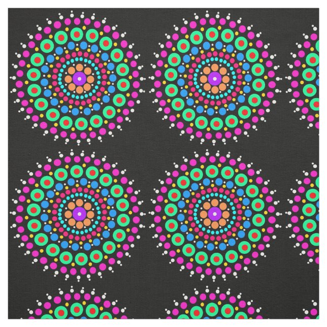 Tissu Mandala coloré noir bg (Échantillon)