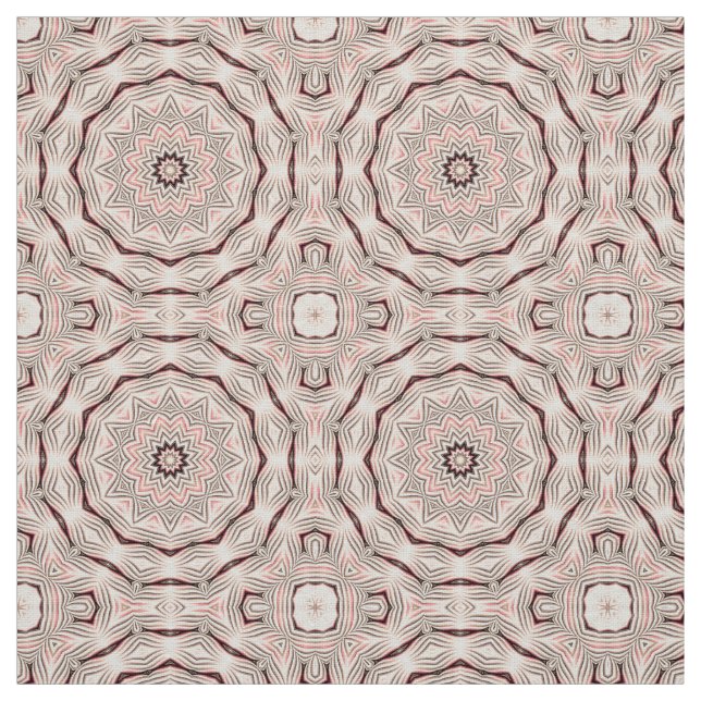 Tissu Mandala crémeux, rose doux, blanc et marron. (Échantillon)