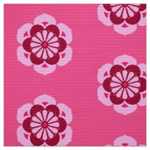 Tissu Mandala de fleur de Lotus, rose fuchsia et