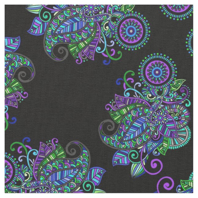 Tissu Mandala de paon (Fermer)