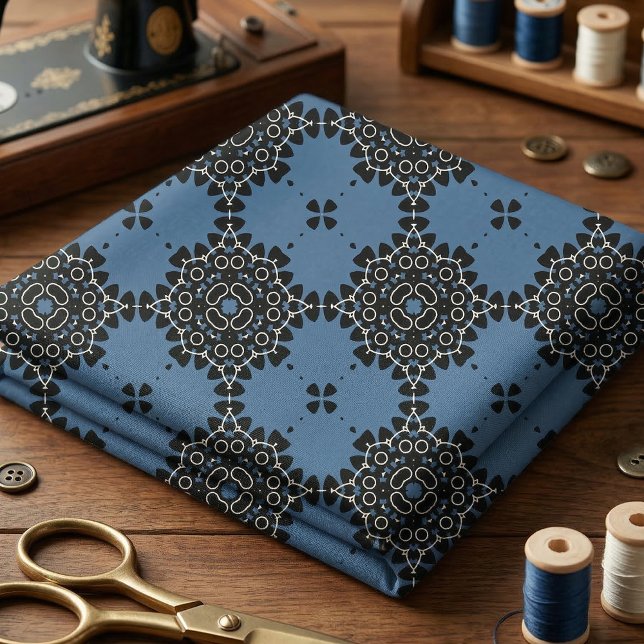 Tissu Mandala élégant en dentelle orientale bleue marine (Créateur téléchargé)