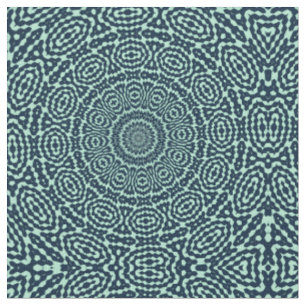 Tissu Mandala géométrique kaléidoscope bleu et menthe de