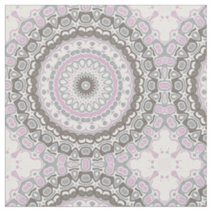 Tissu Mandala Gris Clair et Rose Pâle