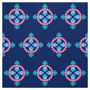 Tissu Mandala, Indigo Blue, Turquoise & Rose en quatre p