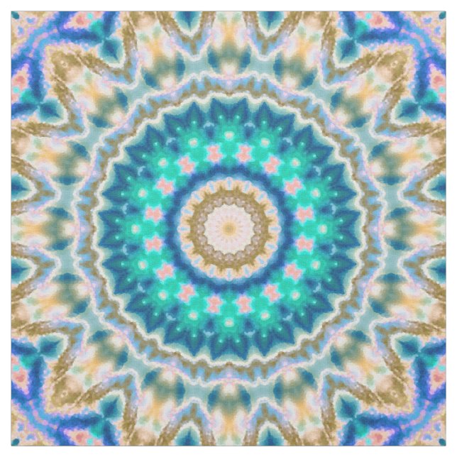 Tissu Mandala jaune turquoise (Échantillon)