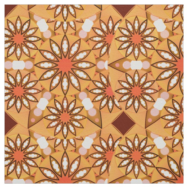 Tissu Mandala motif, bronzage caramel, chocolat (Échantillon)