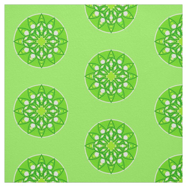 Tissu Mandala motif dans les tons vert citron (Échantillon)