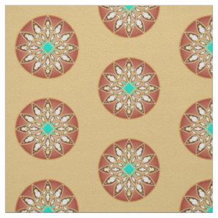 Tissu Mandala motif en caramel et chocolat