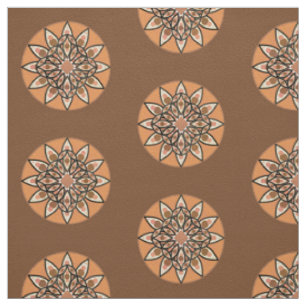 Tissu Mandala motif en chocolat, terre cuite et rouille