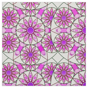 Tissu Mandala, motif, lavande, rose, rose chaud, blanc