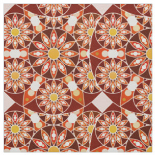 Tissu Mandala motif, marron, rouille, bronzage, beige