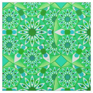 Tissu Mandala motif, vert émeraude et paon