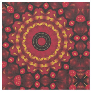 Tissu Mandala Or sur Rouge