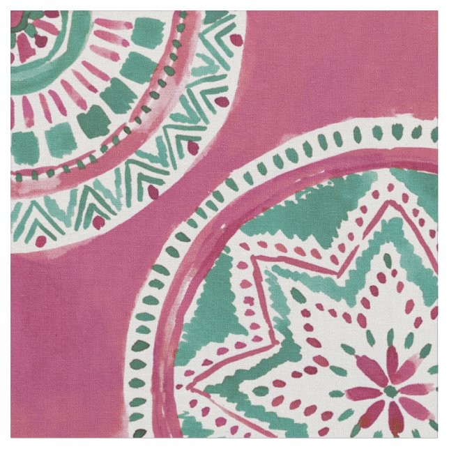 Tissu Mandala PUISSANT rouge et vert de vacances de (Fermer)