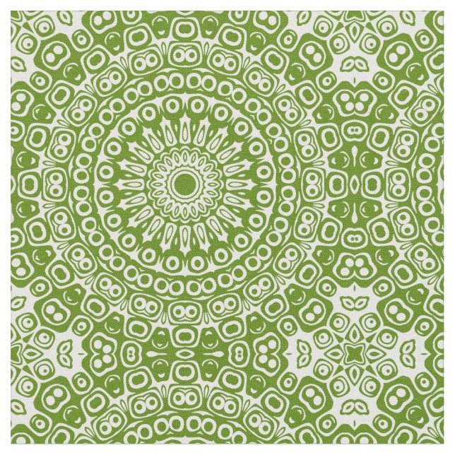 Tissu Mandala Vert Motif Naturel (Fermer)
