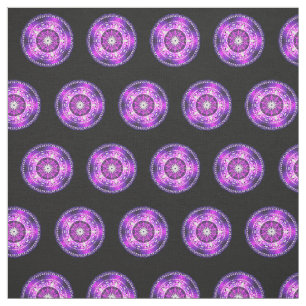 Tissu Mandala violet rose sur Arrière - plan noir