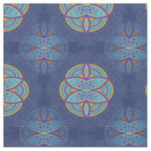 Tissu Mandalas en bleu mixte motifs répétitifs