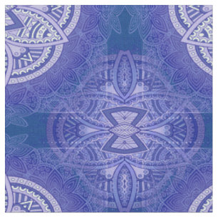 Tissu Mandalas en motifs mixtes en bleu bleu