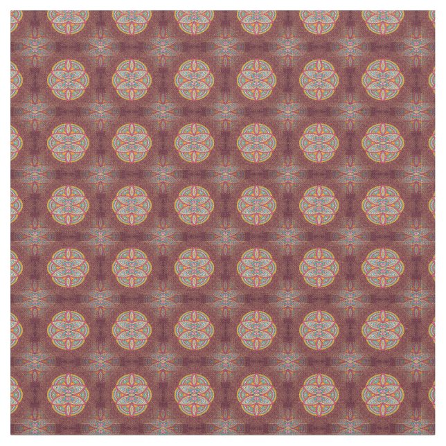 Tissu Mandalas sur Maroon répéter les motifs (Fermer)