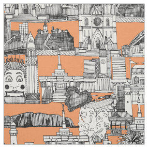 Tissu Mandarine jouy toile de l'AUSTRALIE De