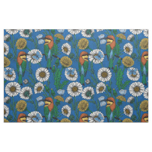 Tissu Mangeurs d'abeilles sur bleu