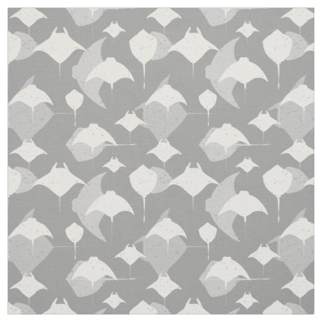 Tissu Manta Ray Stingray Motif blanc gris (Échantillon)