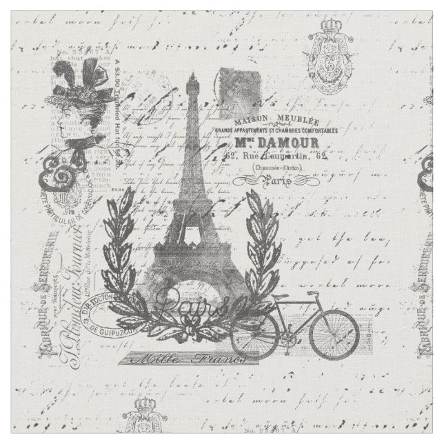 Tissu Manuscrit chic de Paris (Fermer)