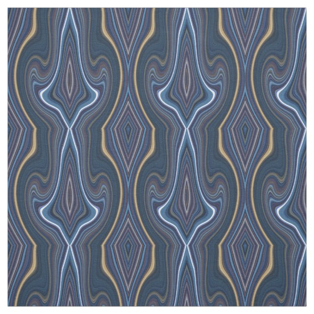 Tissu Marbre Agate Bleu Or Swirling Chic Motif (Échantillon)