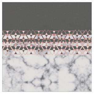 Tissu Marbre blanc noir Rose moderne géométrique