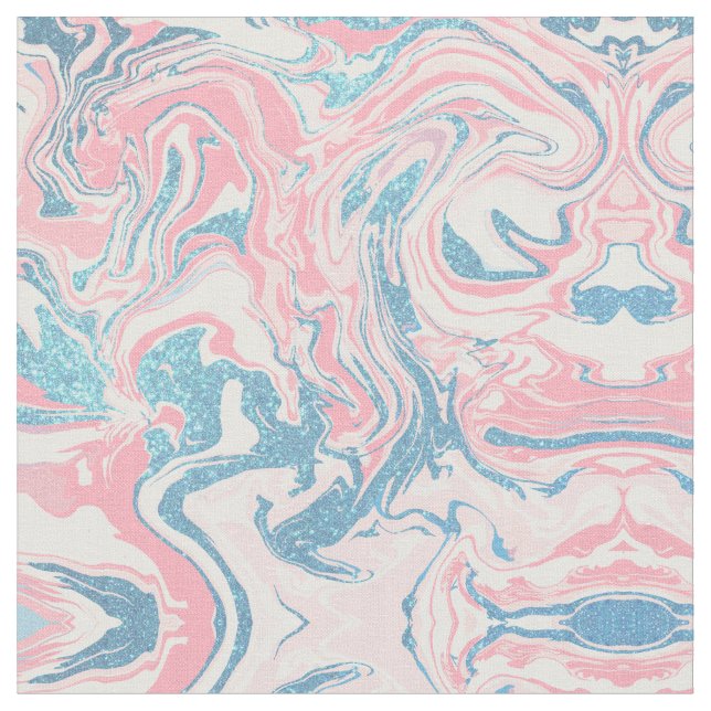 Tissu Marbre de Parties scintillant bleu rose moderne (Fermer)